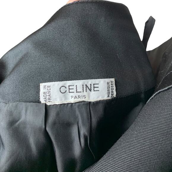 Celine Paris Pencil Skirt Womens Sz 40 Black Wool Satin Bow Back Zip Knee Length - Picture 2 of 9